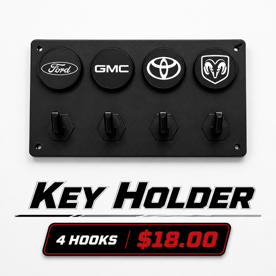 4 hook car make key holder