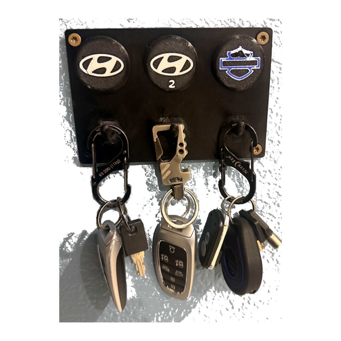 Installed custom car make key holder with keys