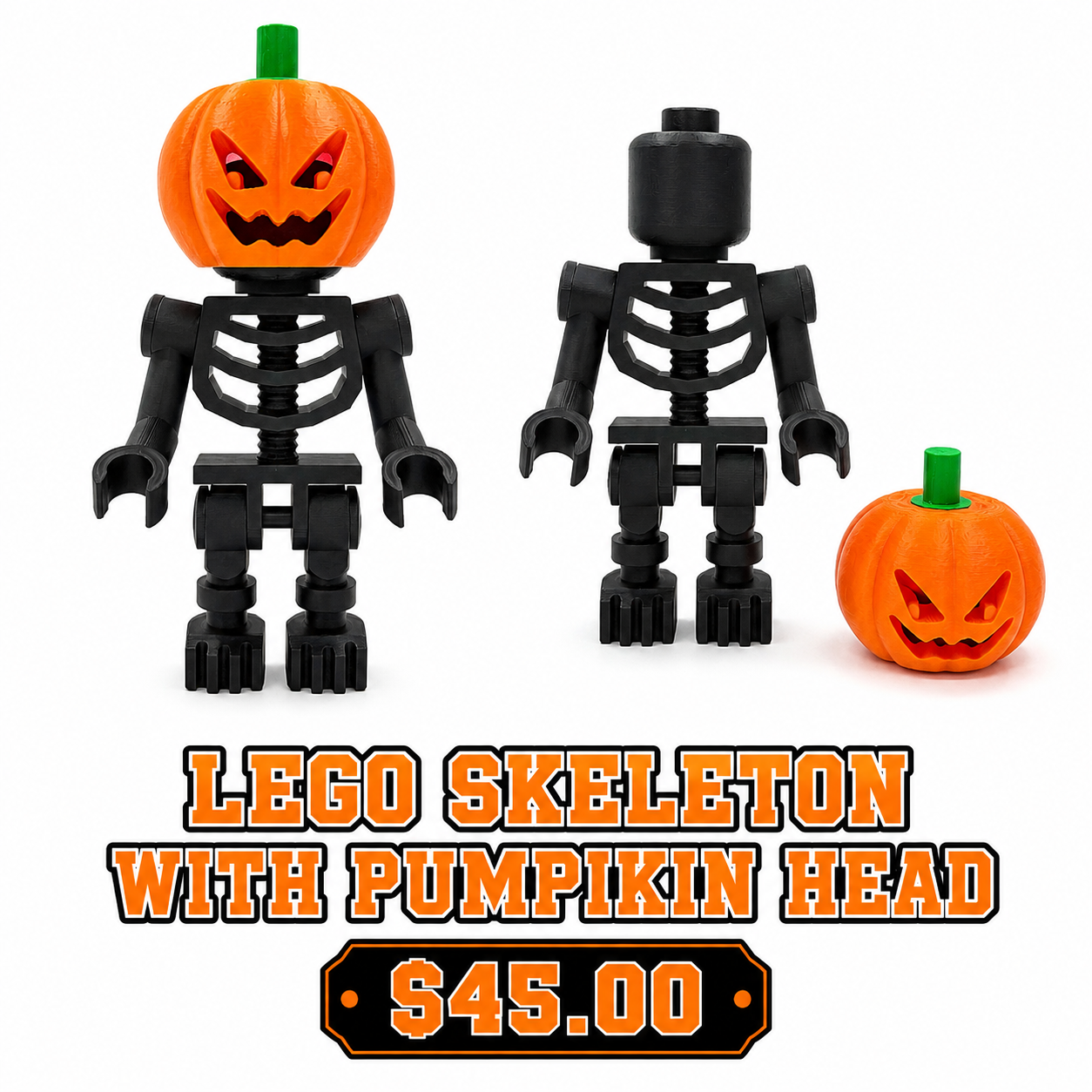 12-inch Lego Pumpkin Skeleton with removable pumpkin head