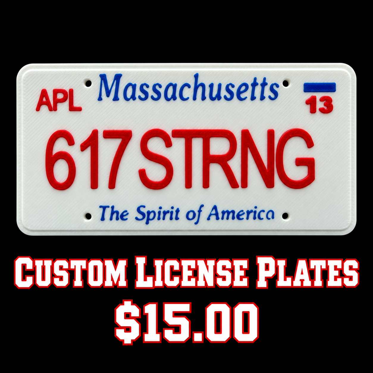 Custom Massachusetts license plate category preview