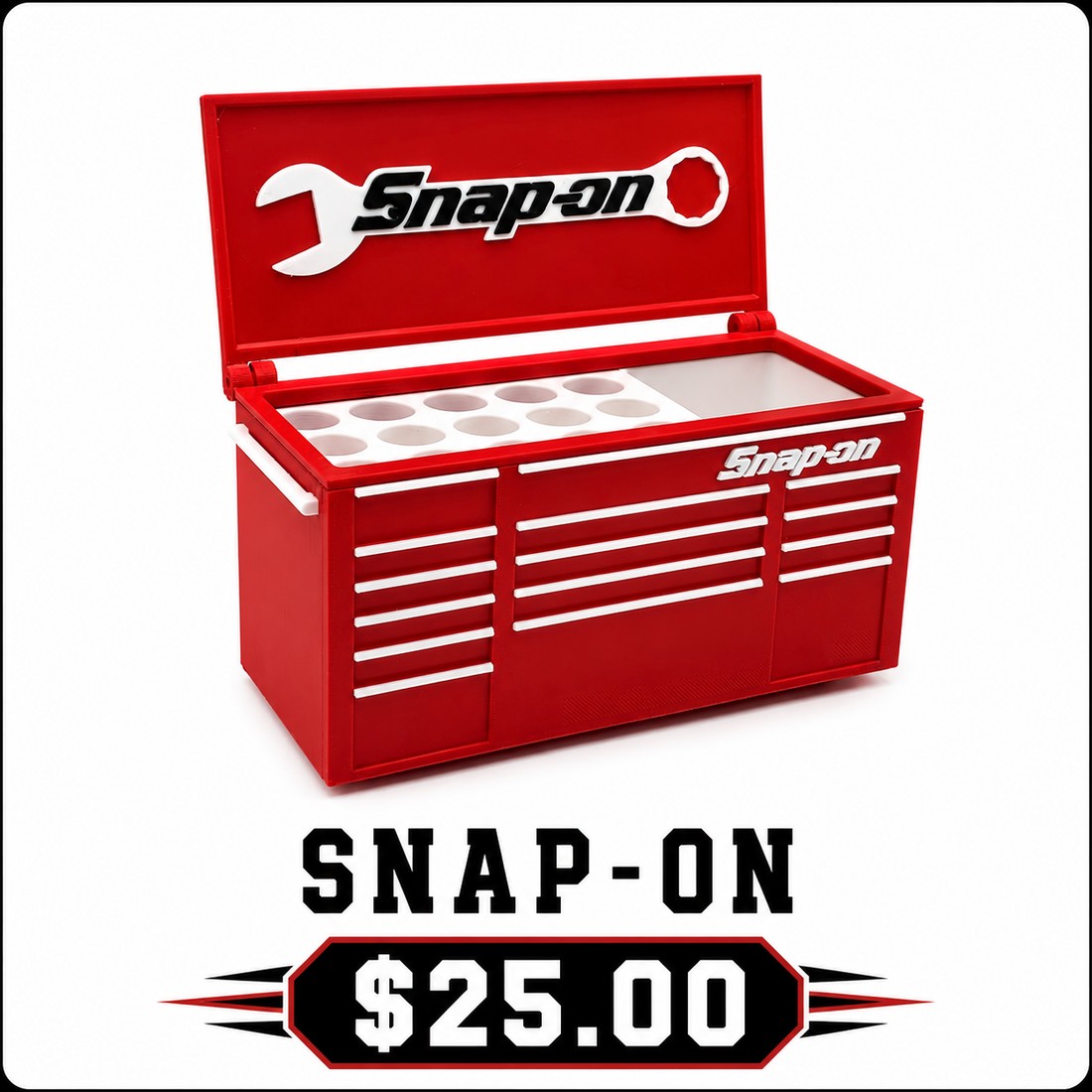 Snap-on desktop tool box pen holder