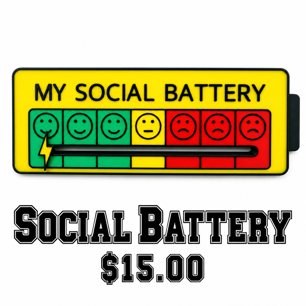 Colorful My Social Battery display with green, yellow, and red levels